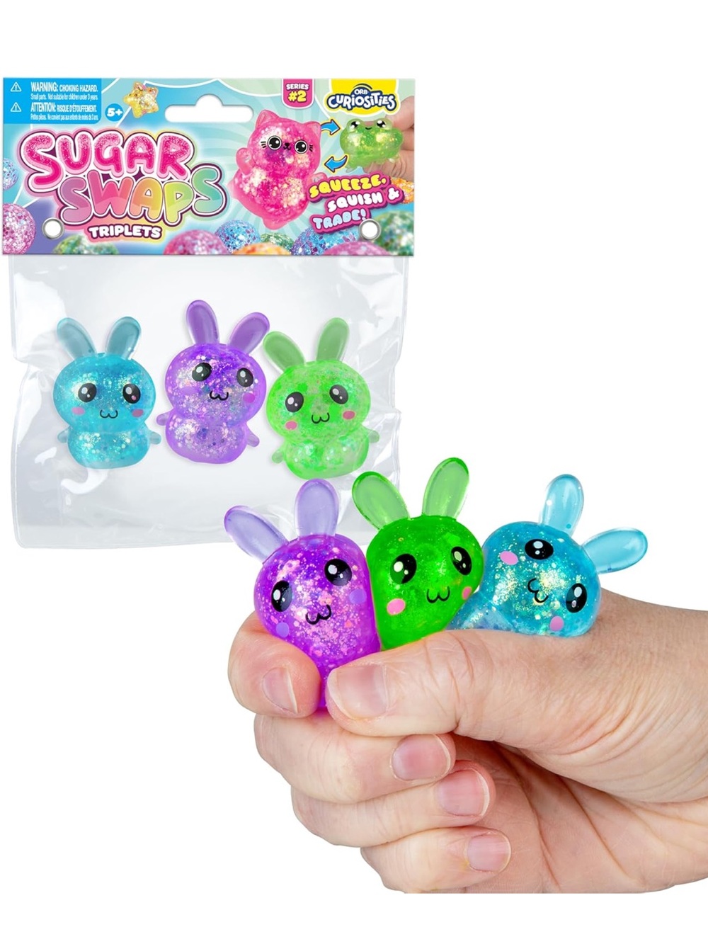NEW Bunny Sugar Swaps Triplets Squishy Orb Curiosities Squeeze Toy - BUNNIES